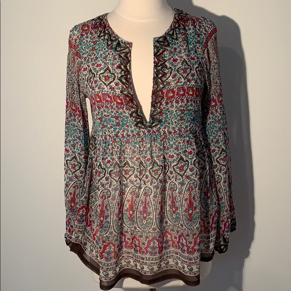 Joie Silk Floral Top with Bronze Embroidery - Picture 3 of 8